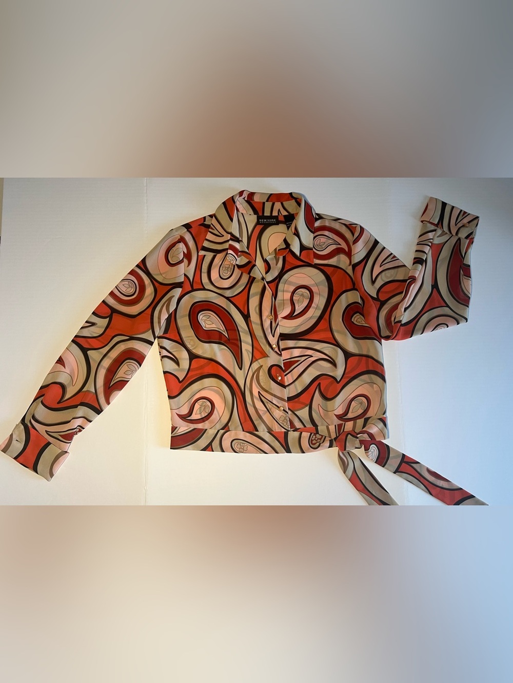 New York & Company Retro Abstract Print Blouse